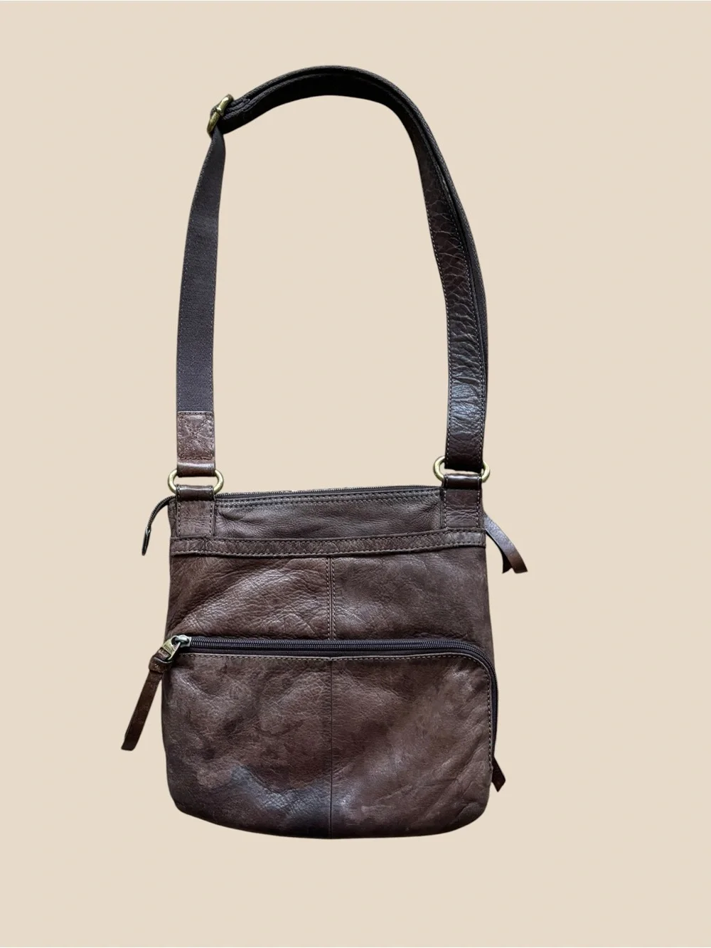Vintage Fossil Brown Leather Morgan Traveler Crossbody Messenger Bag 10 X 11